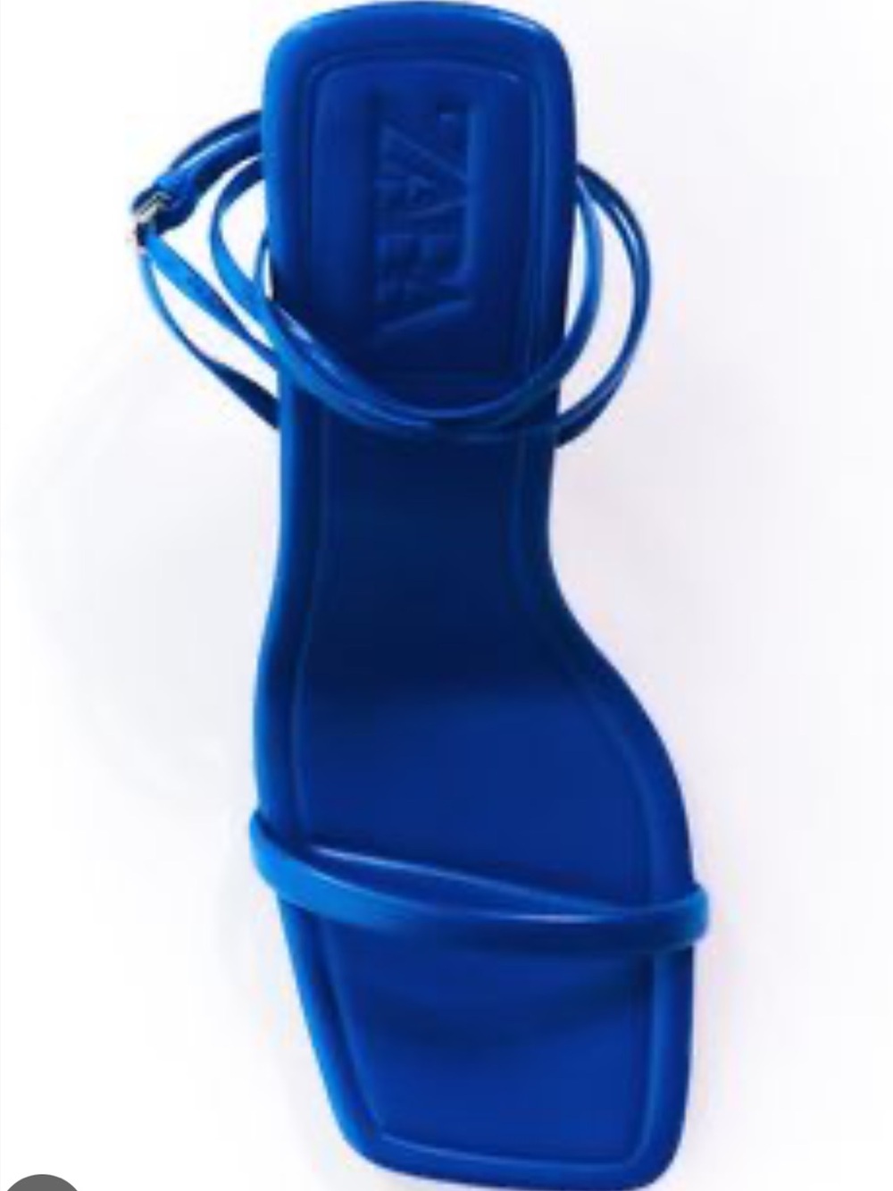 Zara Royal Blue Minimalist Square-Toe Ankle-Strap Sandals
